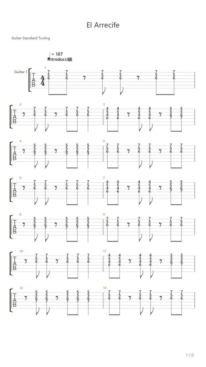 El Arrecife吉他谱