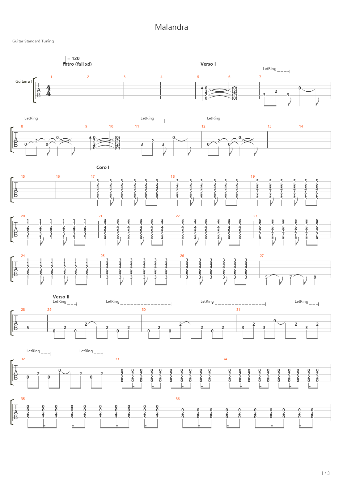 Malandra吉他谱