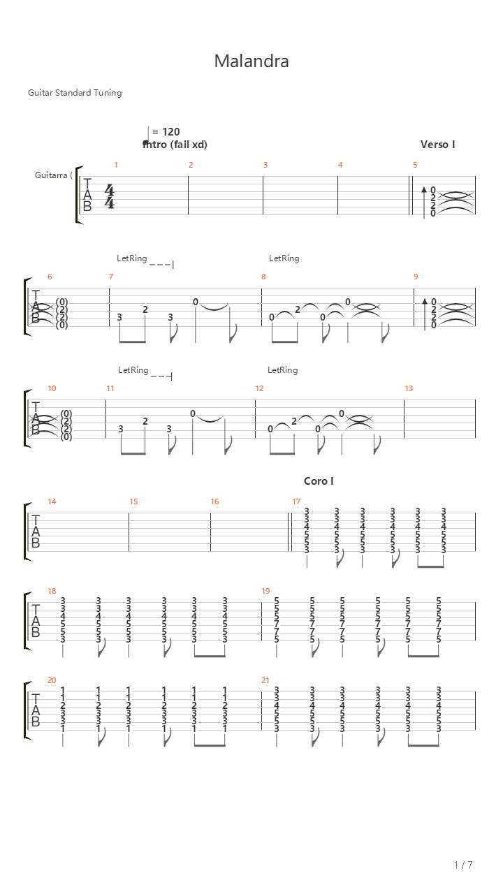 Malandra吉他谱