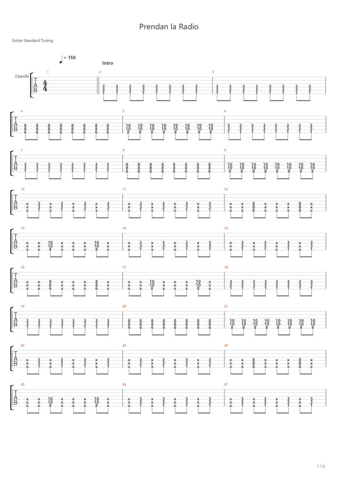 Prendan La Radio吉他谱