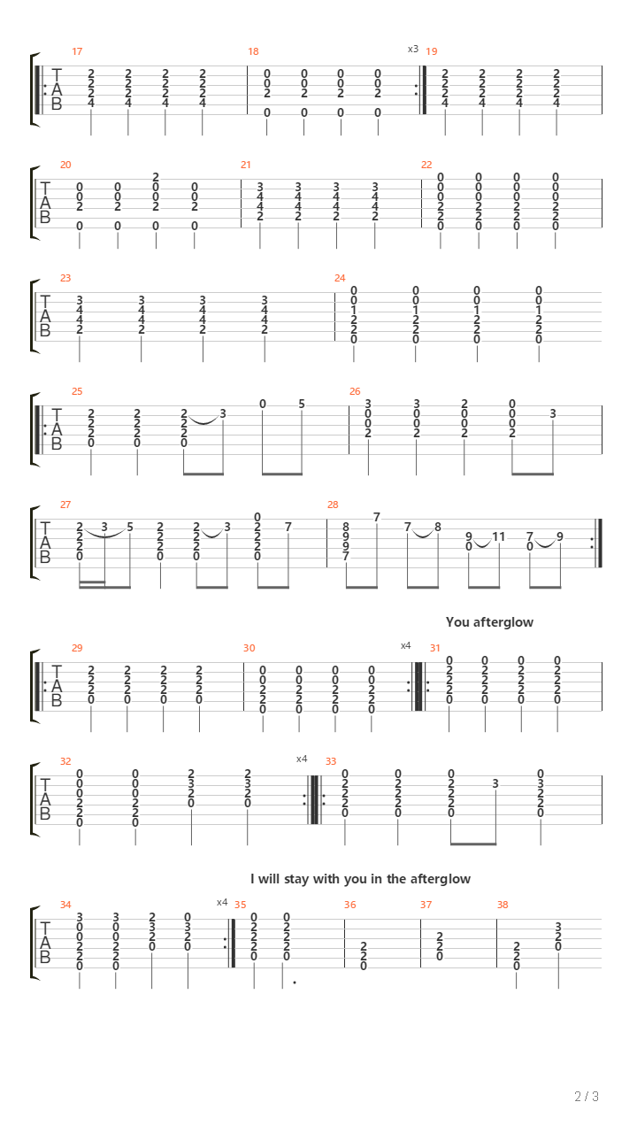 Afterglow吉他谱