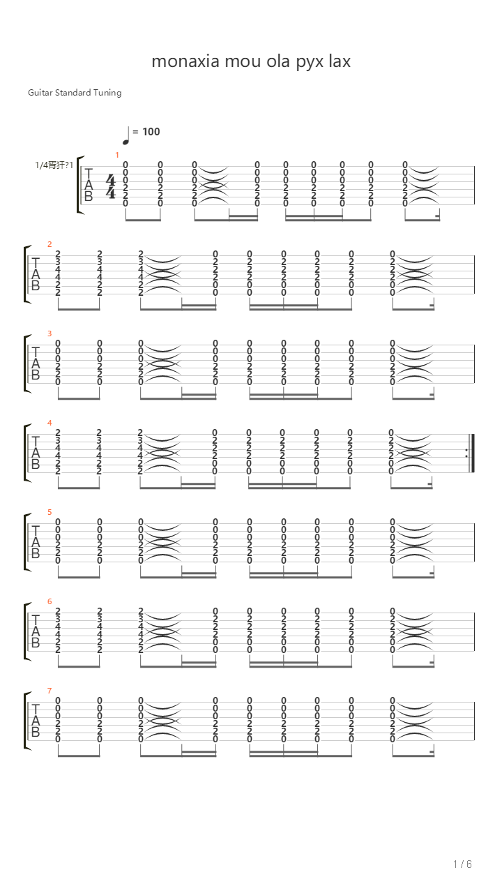 Monaxia Mou Ola Pyx Lax吉他谱