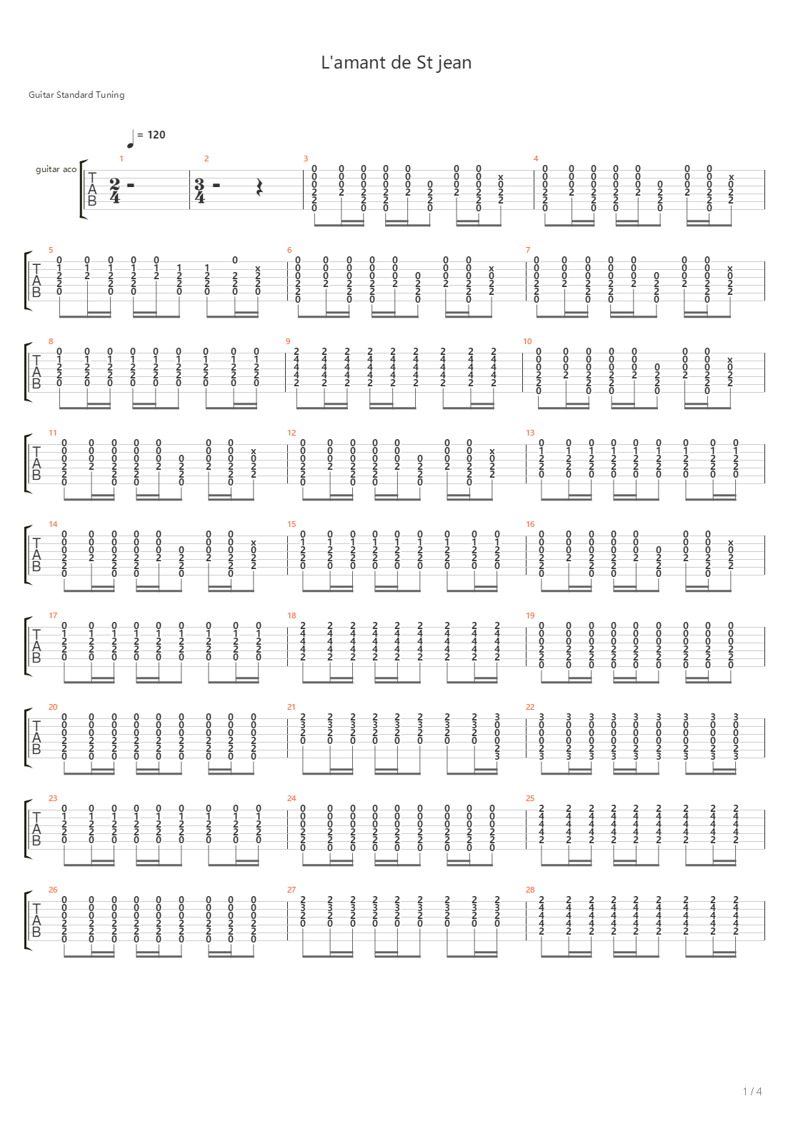 L Amant De Saint Jean吉他谱