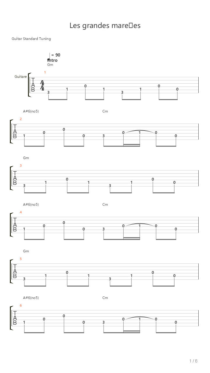 Les Grandes Marees吉他谱