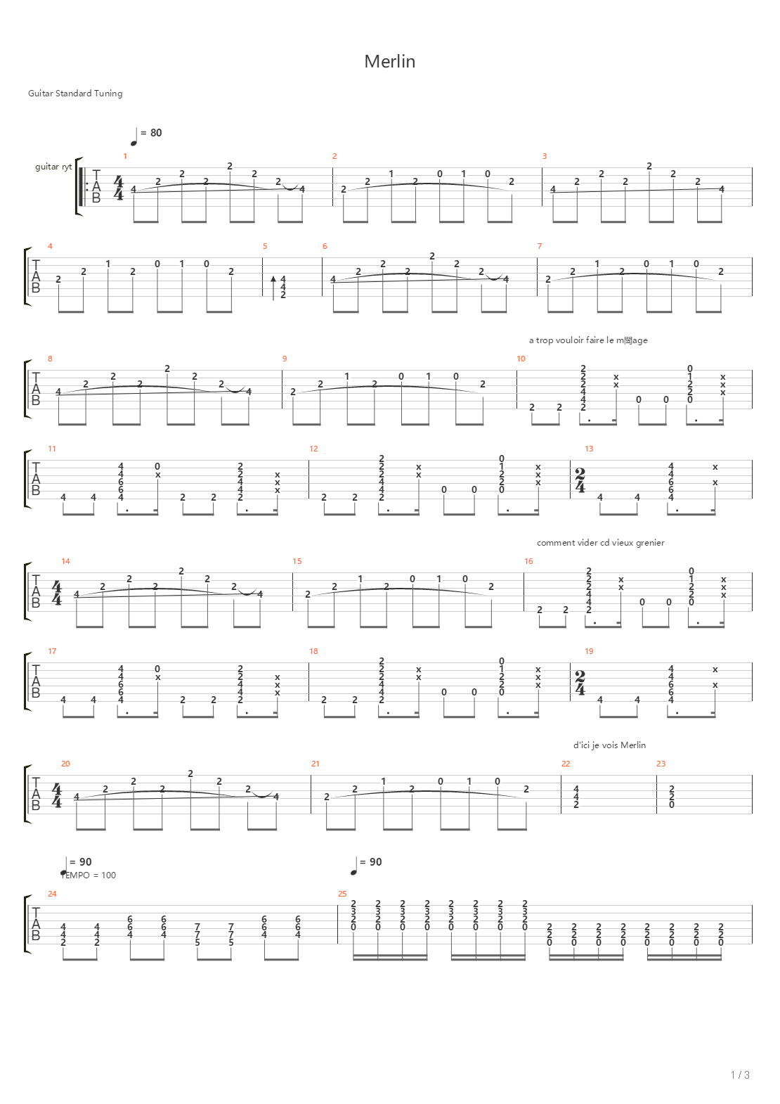 Merlin吉他谱