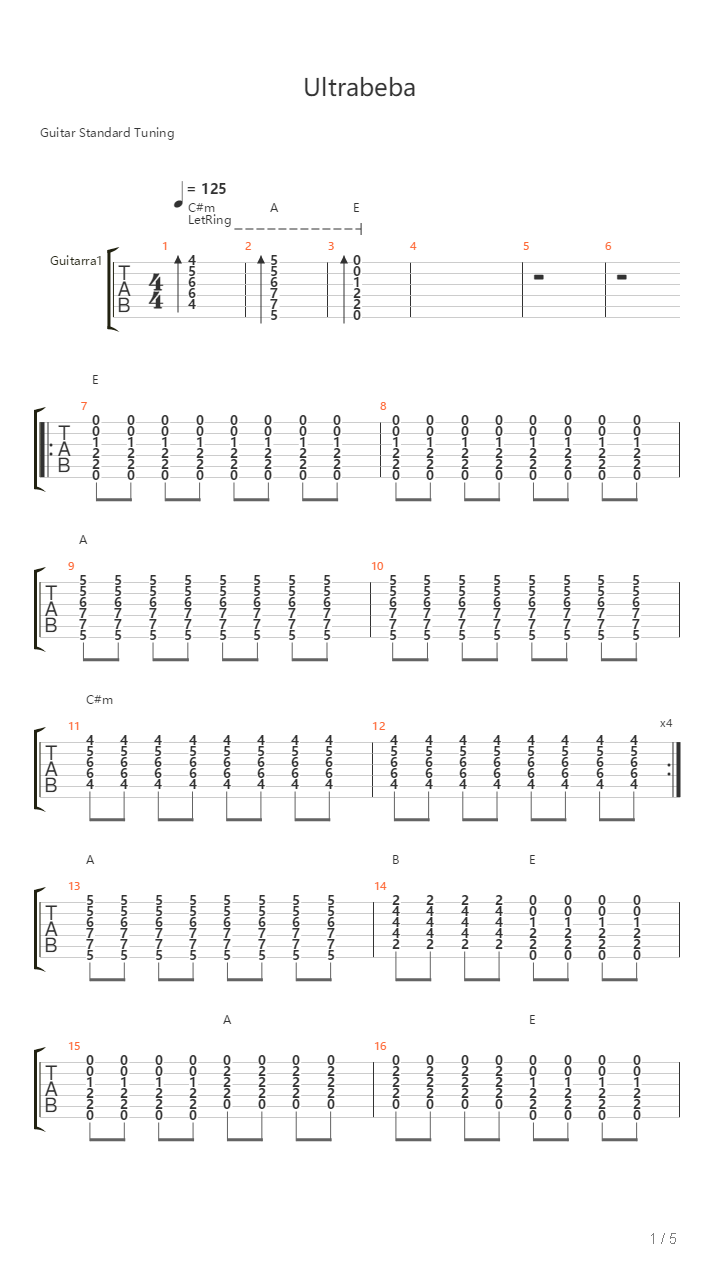 Ultrabeba吉他谱