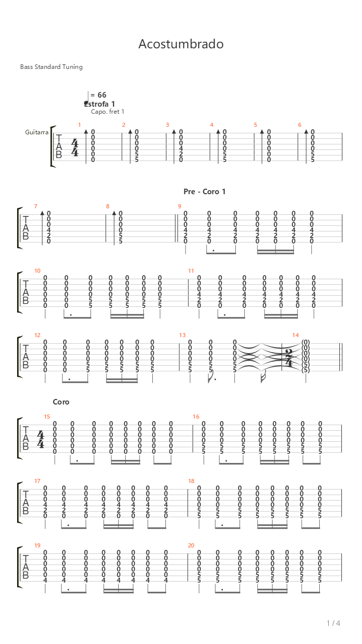 Acostumbrado吉他谱