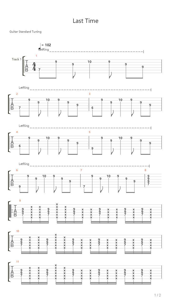 Last Time吉他谱