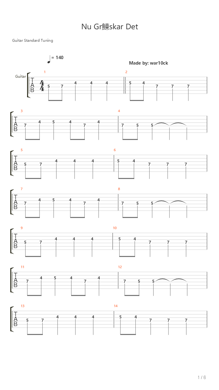 Nu Gr Nskar Det吉他谱