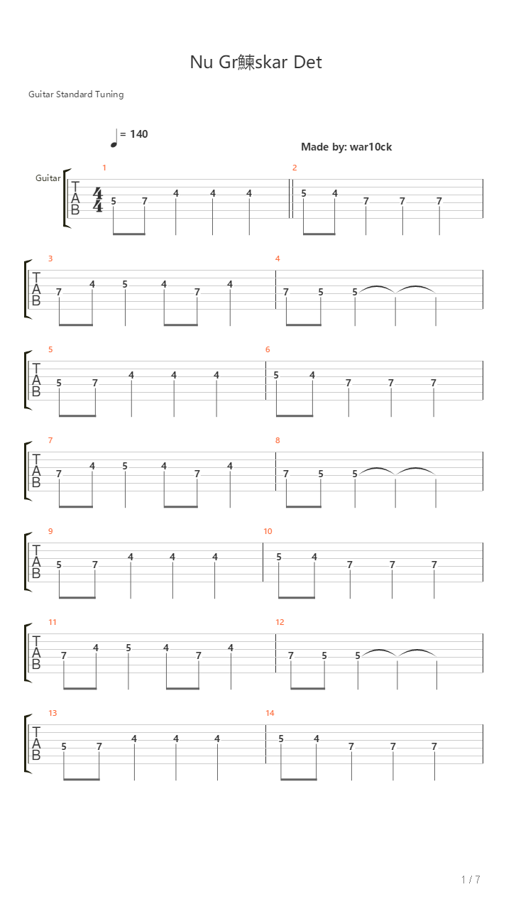 Nu Gronskar Det吉他谱