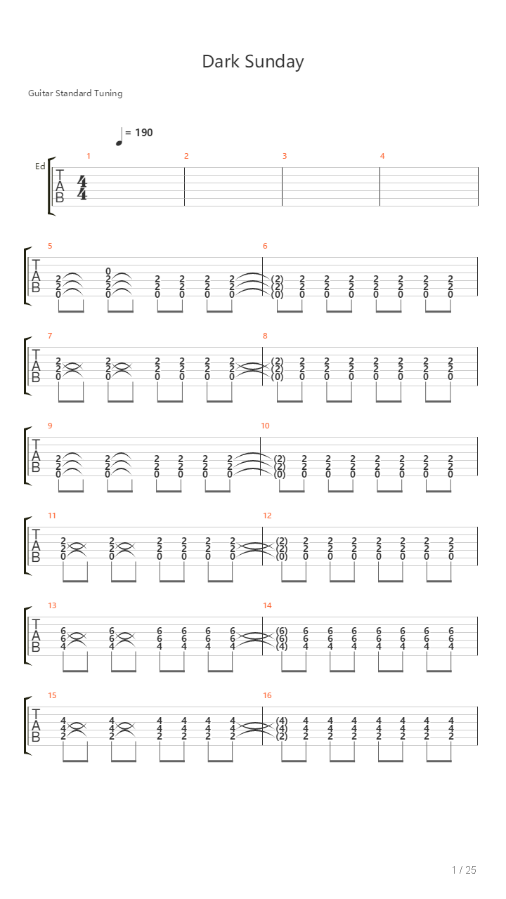 Dark Sunday吉他谱