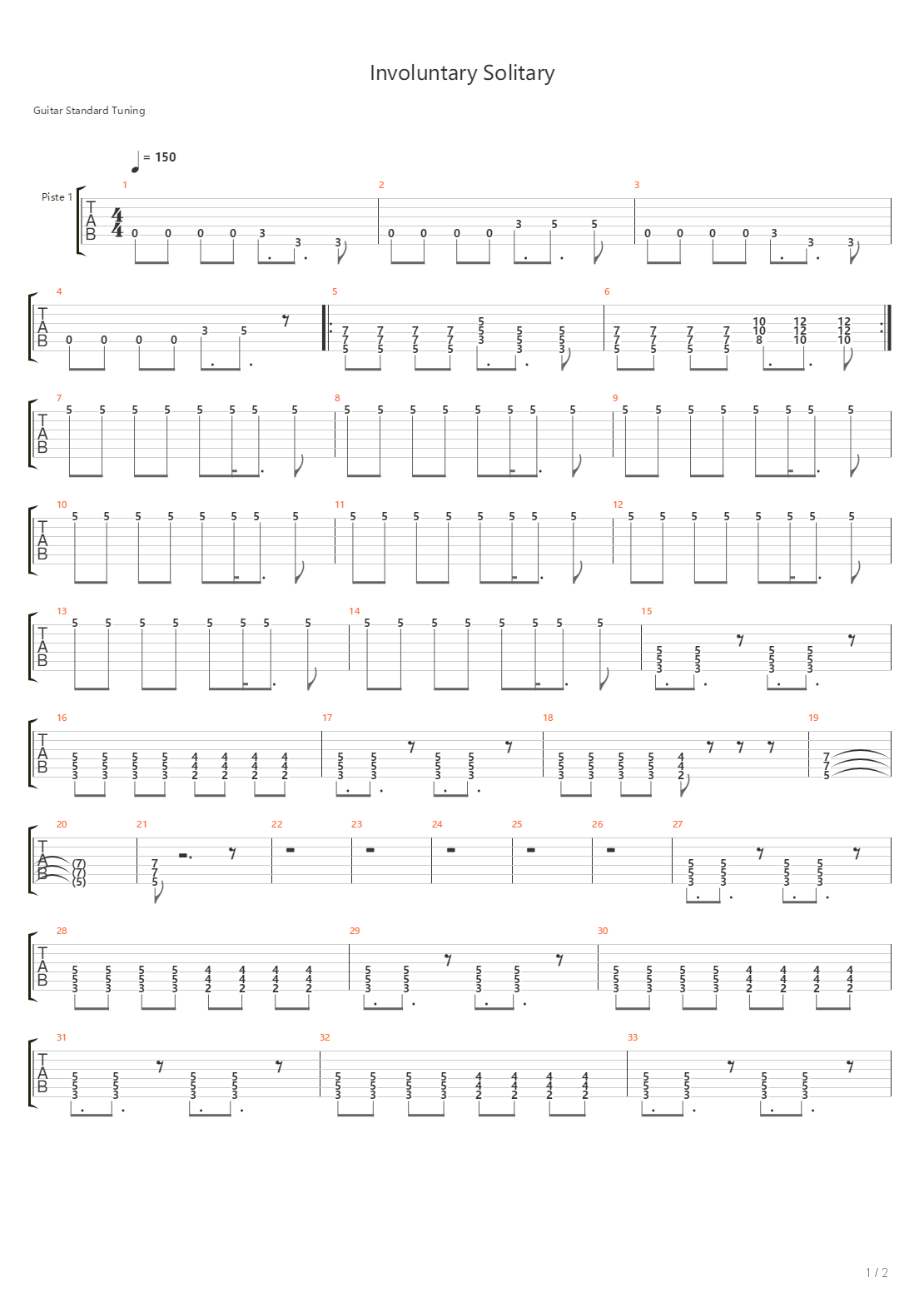 Involuntary Solitary吉他谱