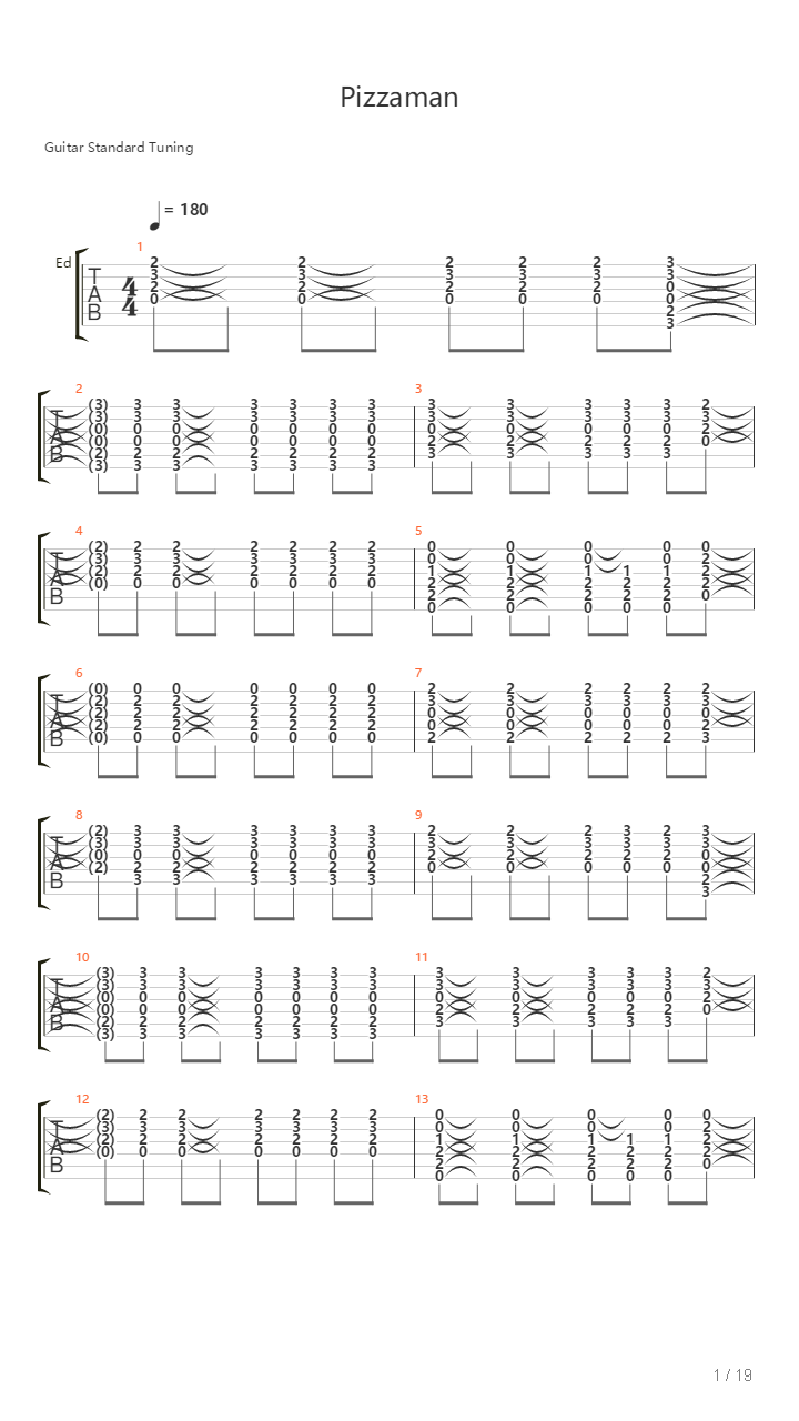 Pizzaman吉他谱