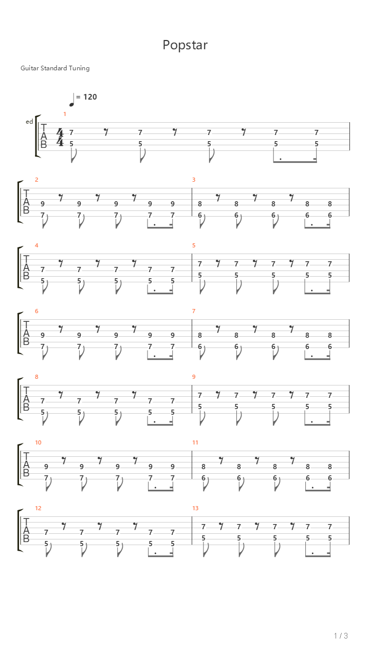 Pop Star吉他谱