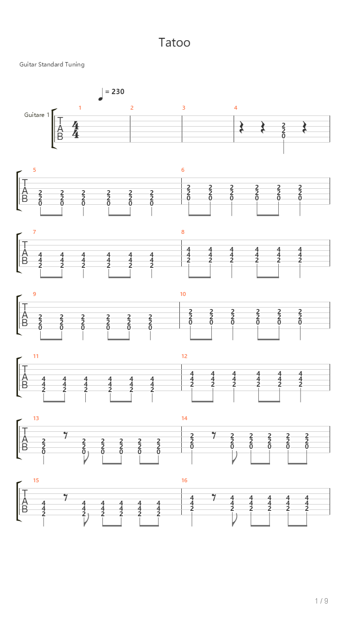 Tatoo吉他谱