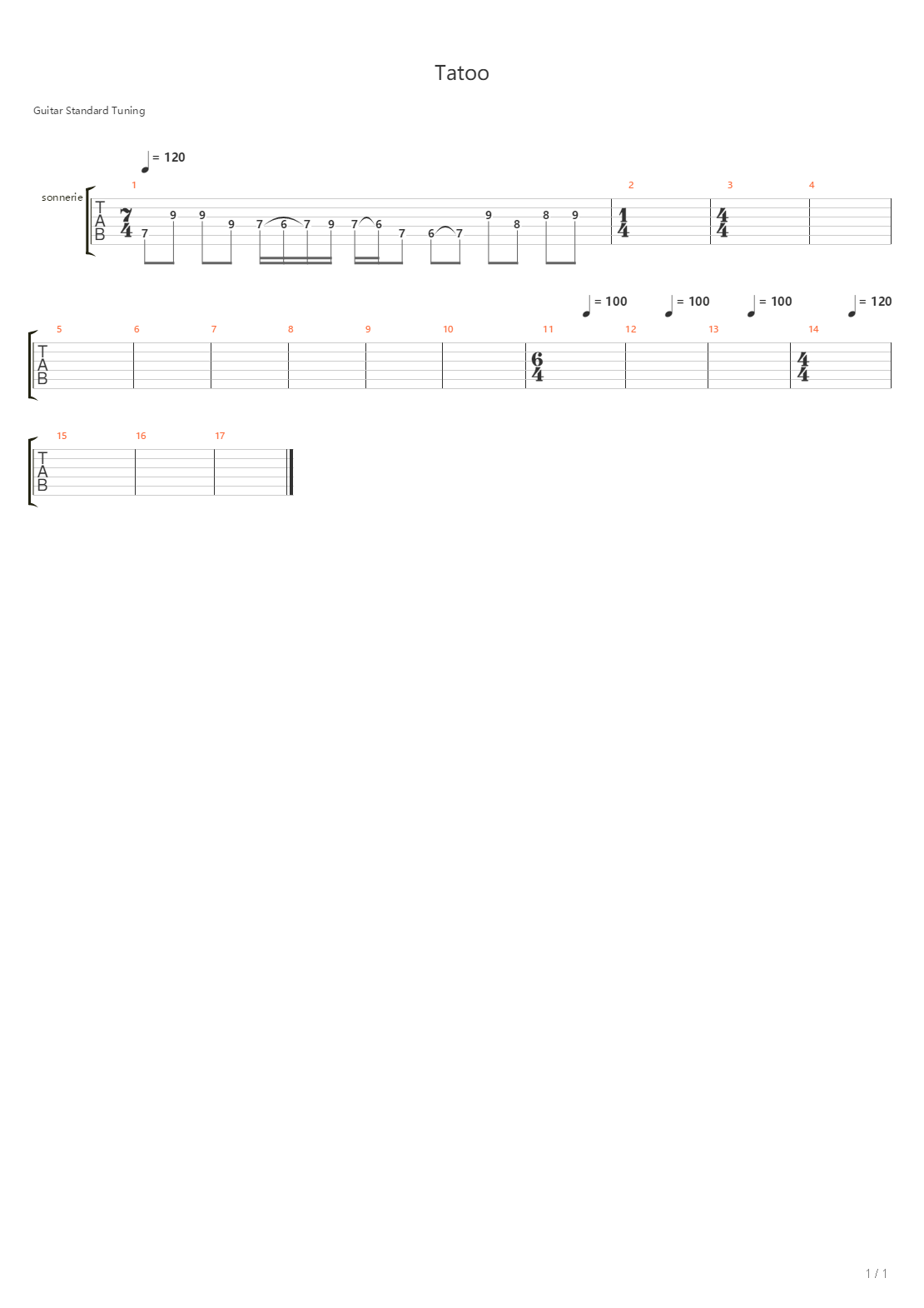 Tatoo吉他谱