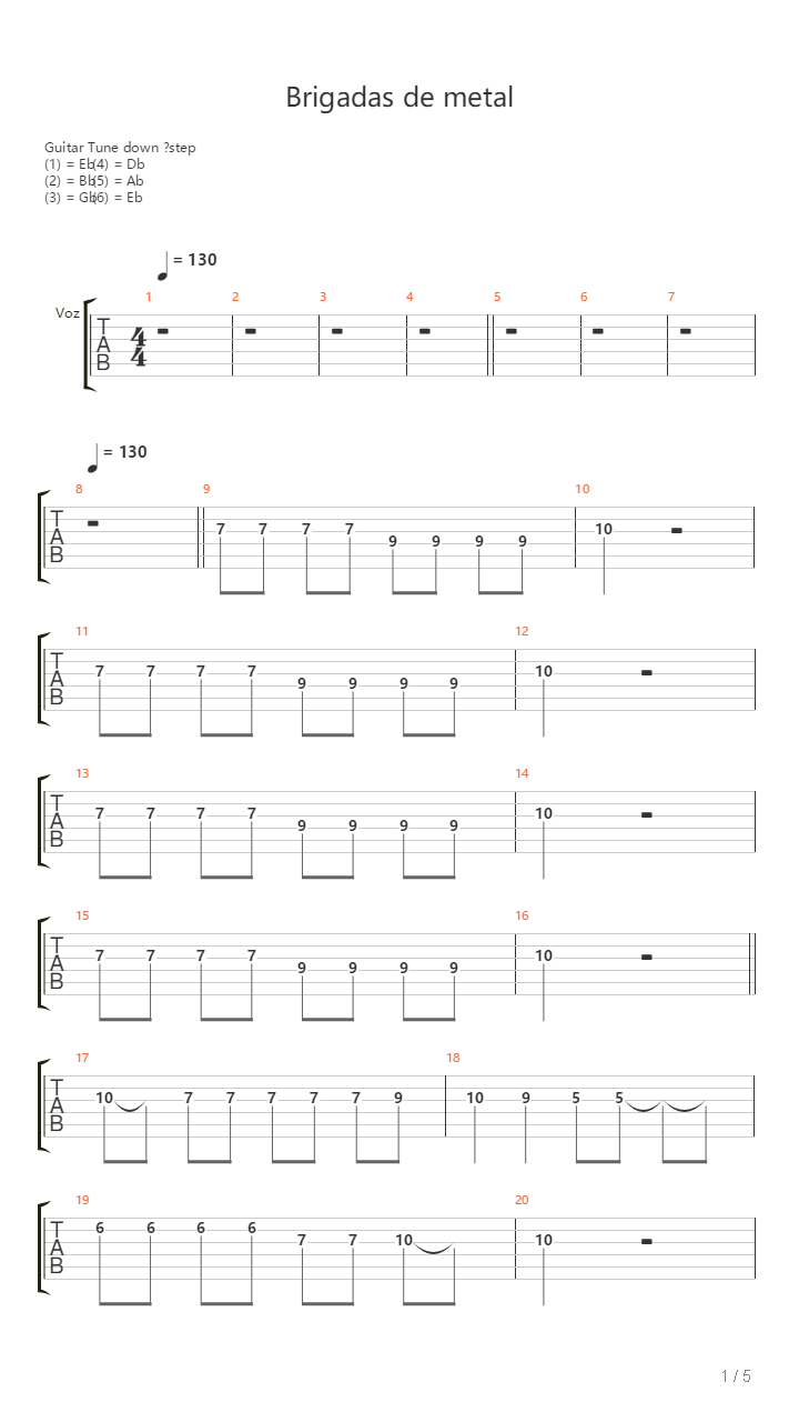 Brigadas Metalicas吉他谱
