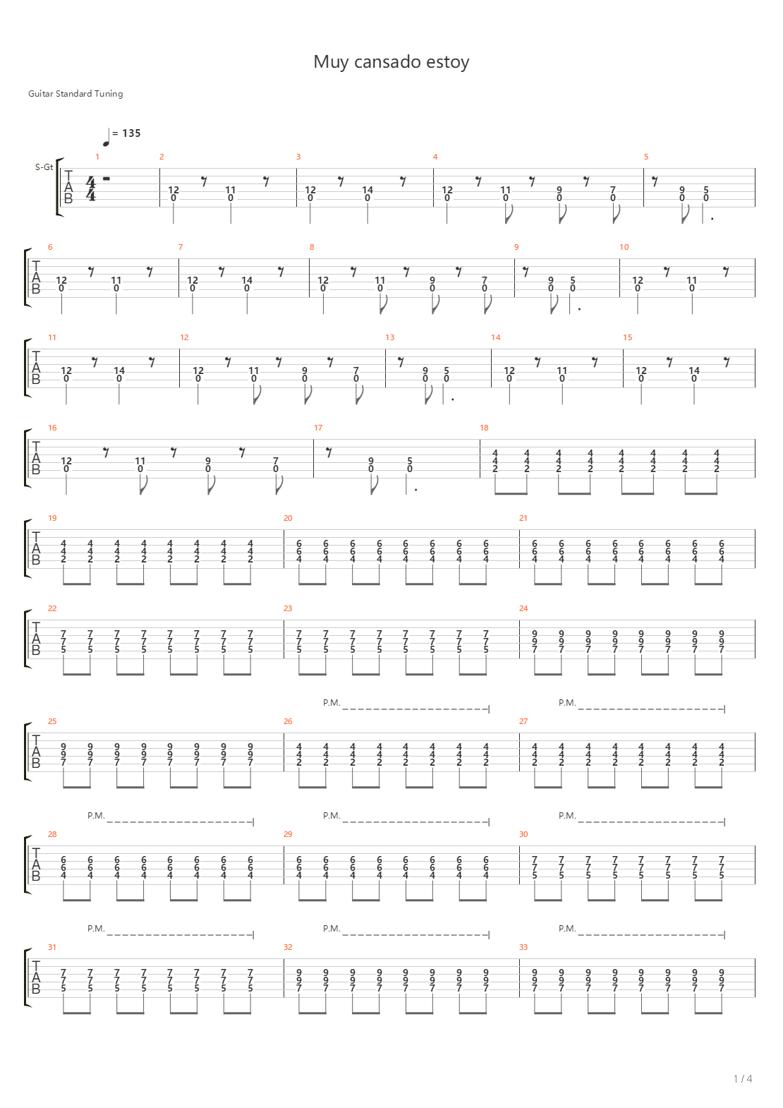 Muy Cansado Estoy吉他谱