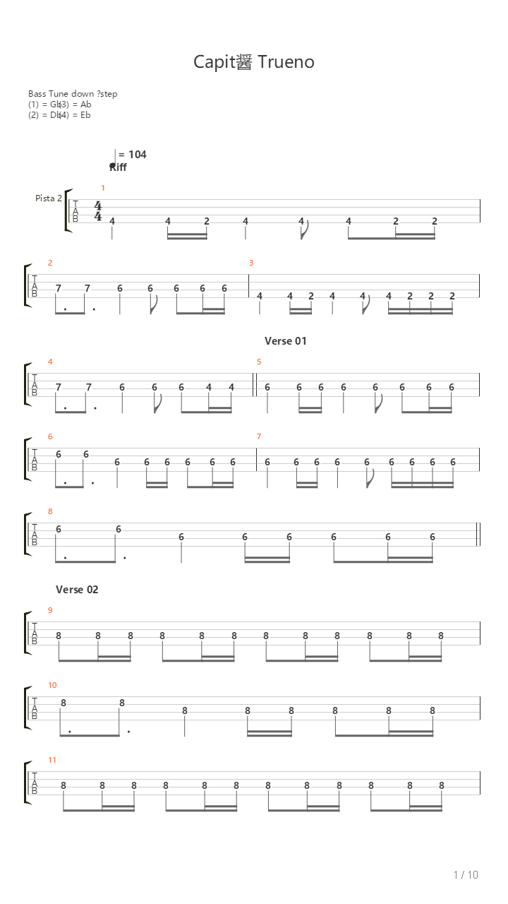 Capitan Trueno Tributo A Asfalto吉他谱