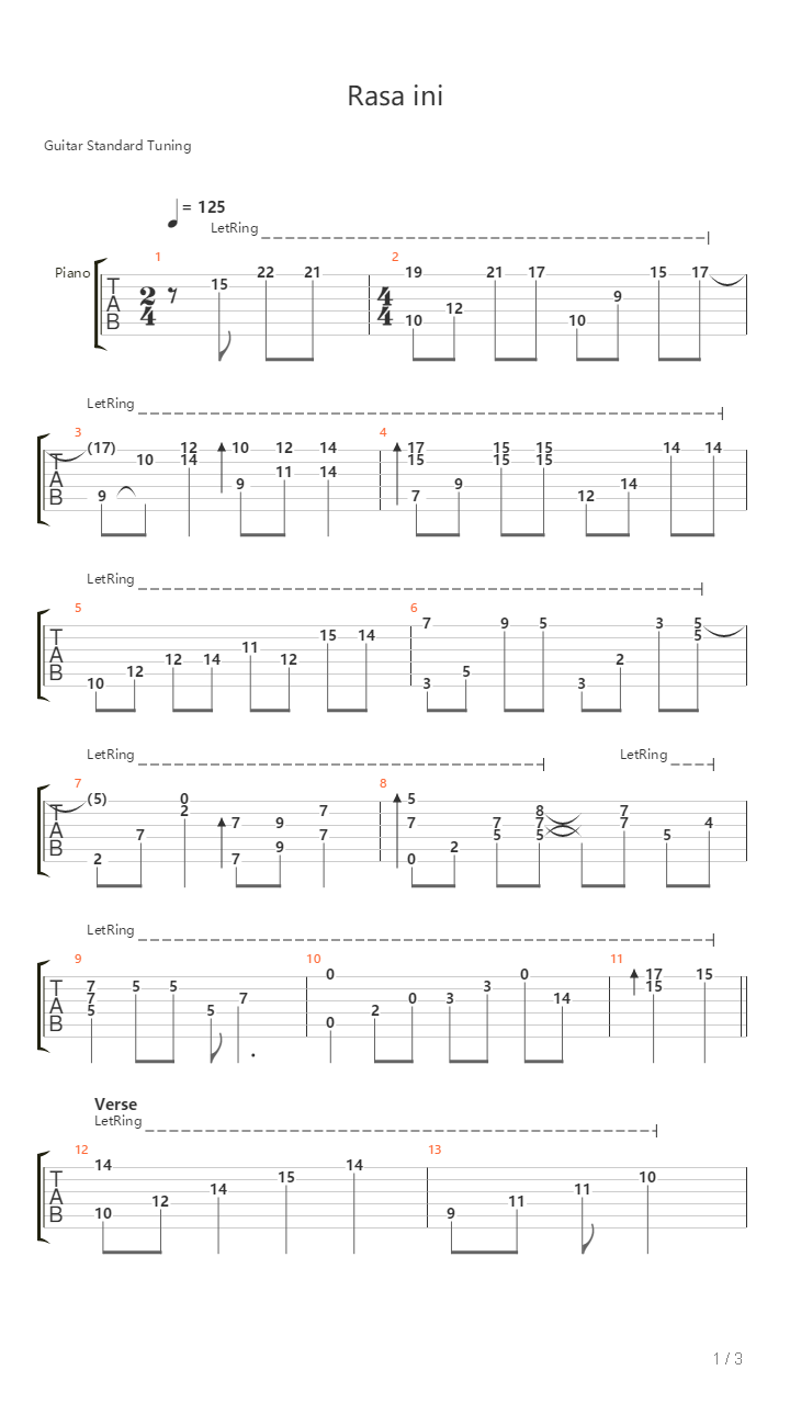 Rasa Ini吉他谱