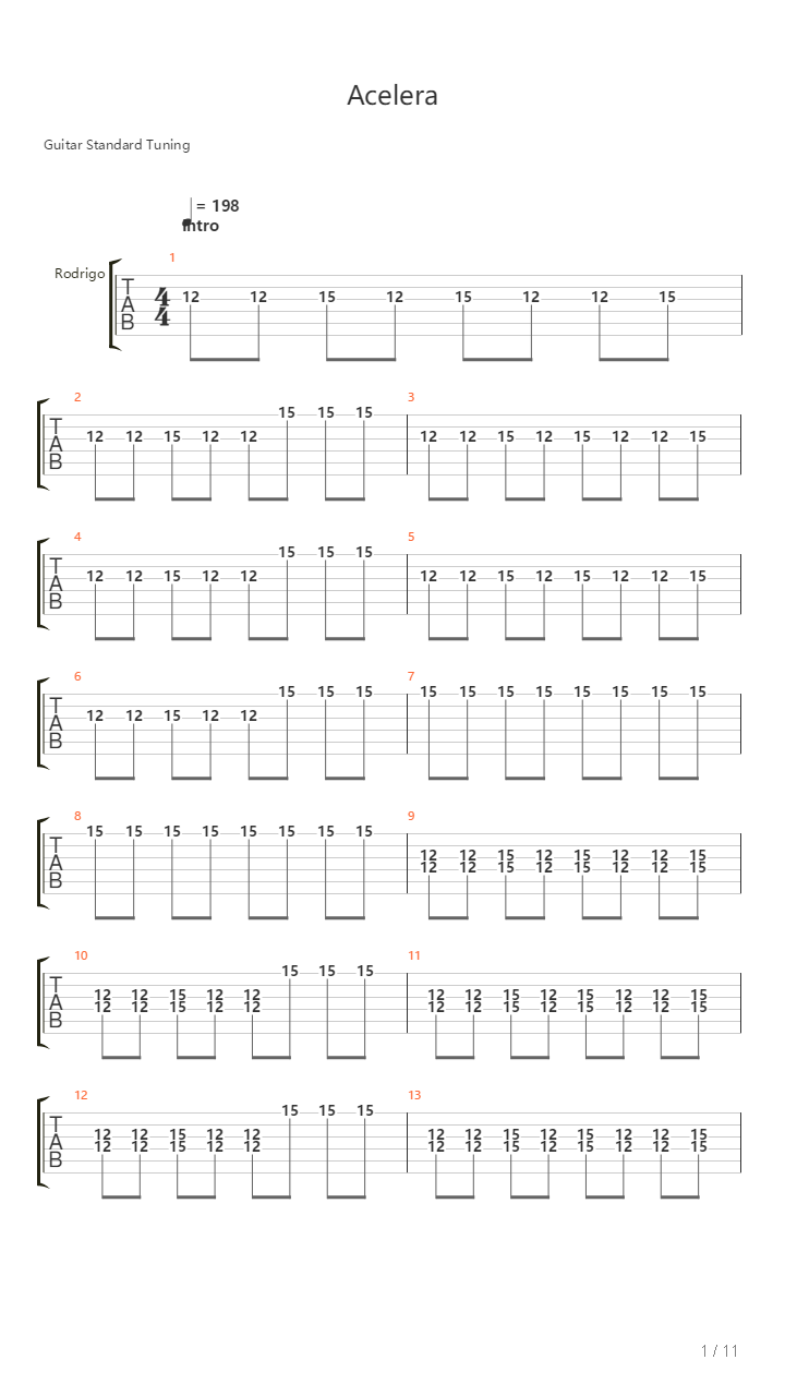 Acelera吉他谱