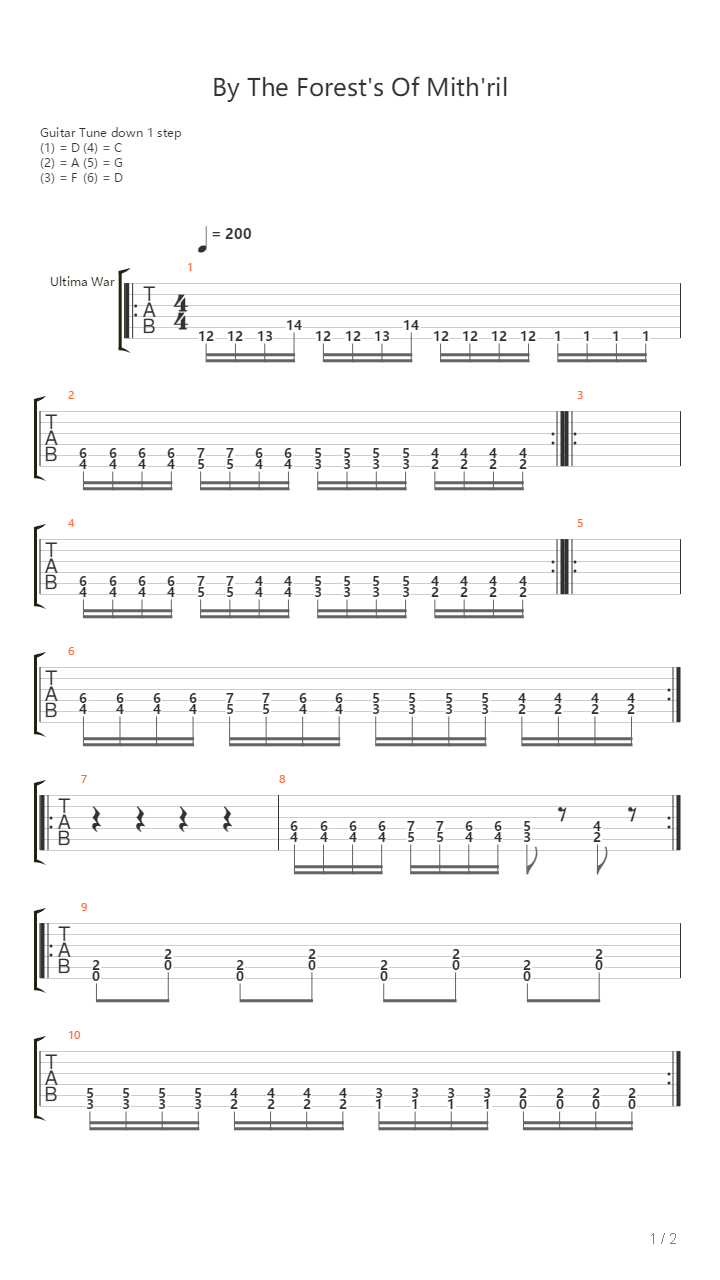 By The Forests Of Mithril吉他谱