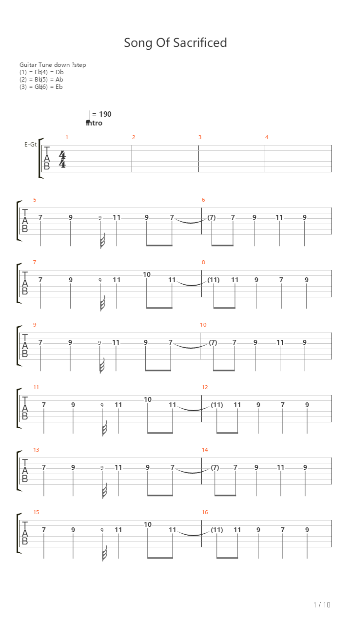 Song Of Sacrificed吉他谱