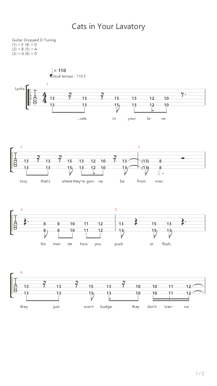 Cats In Your Lavatory吉他谱