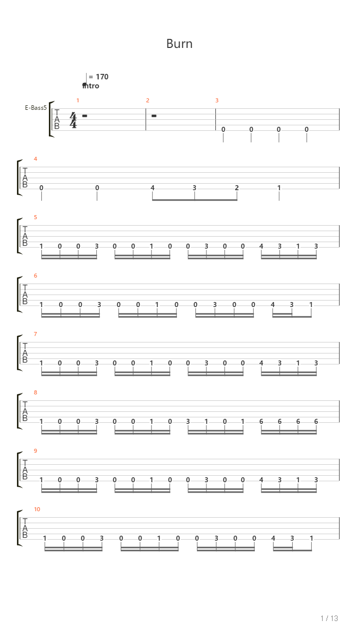 Burn吉他谱