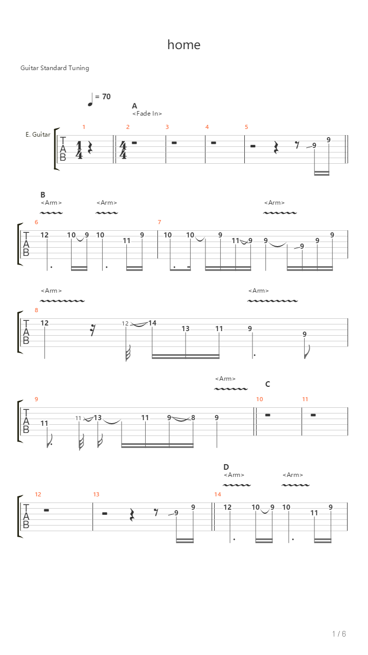 Home吉他谱