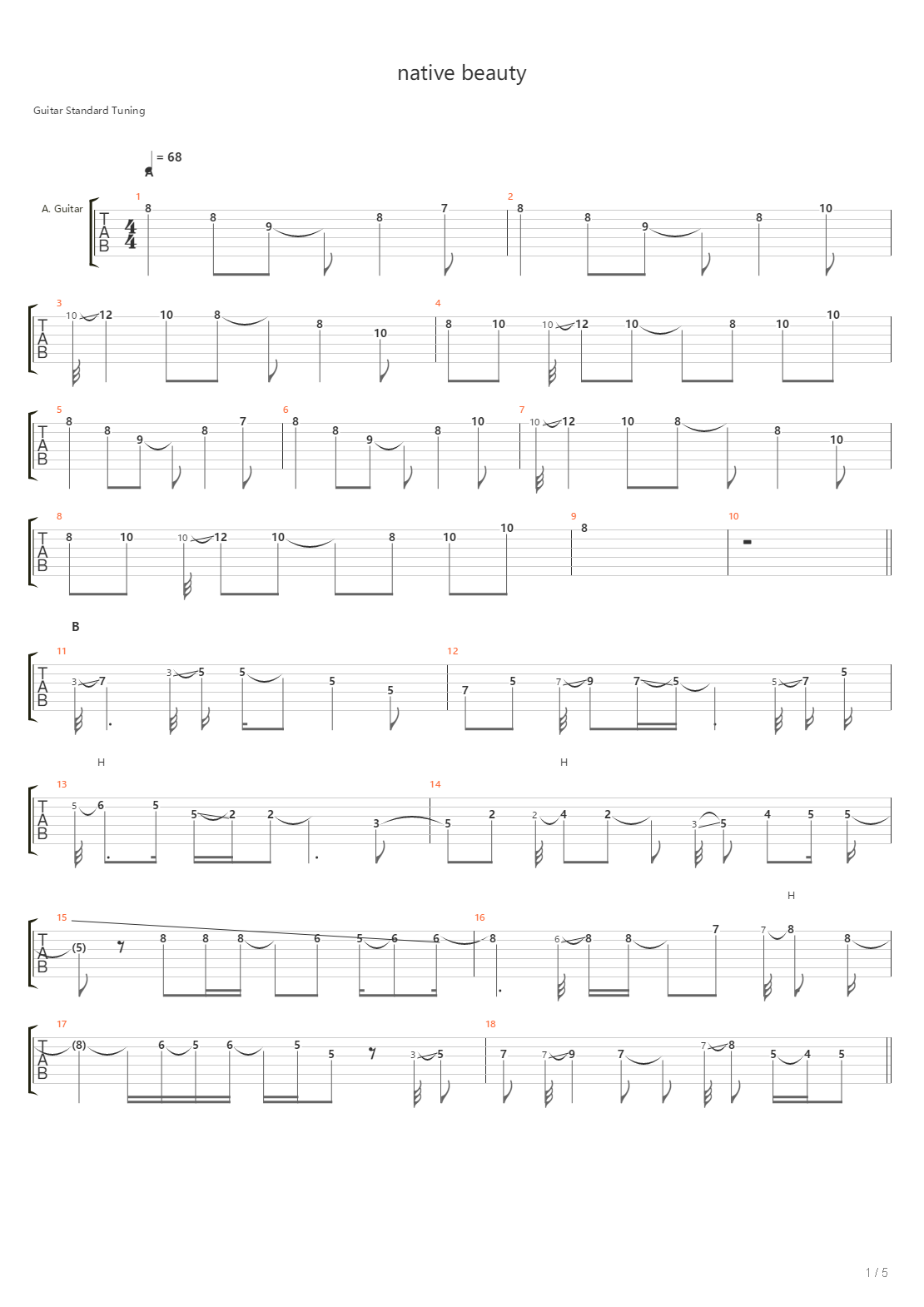 Native Beauty吉他谱