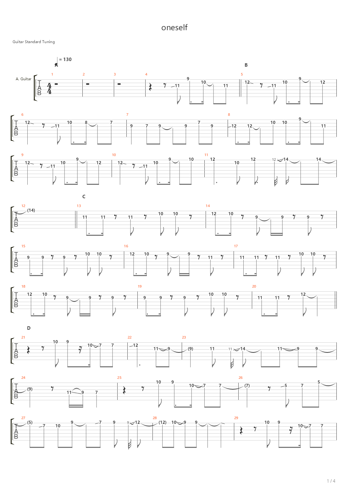 Oneself吉他谱
