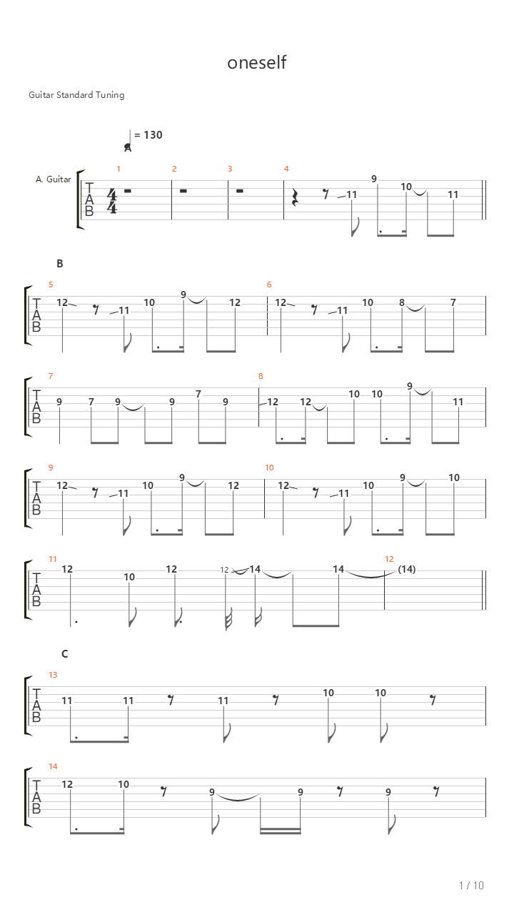 Oneself吉他谱