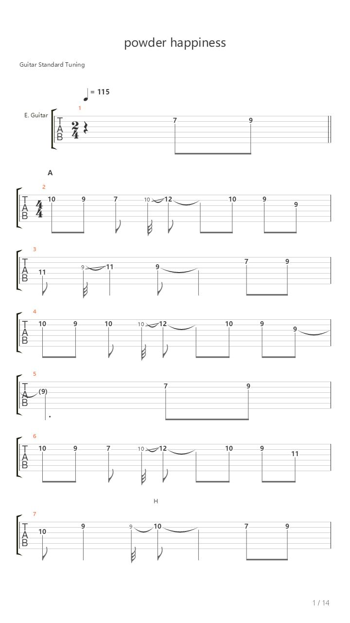 Powder Happiness吉他谱