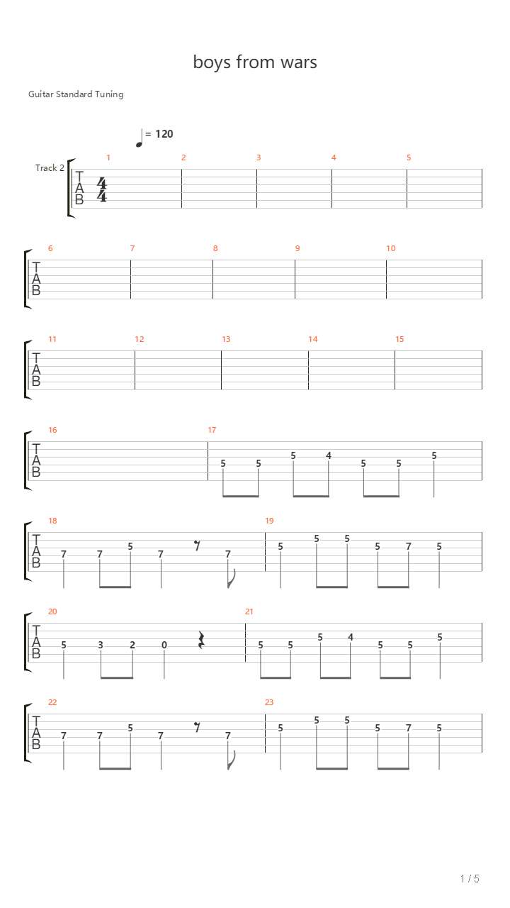 Boys From Wars吉他谱