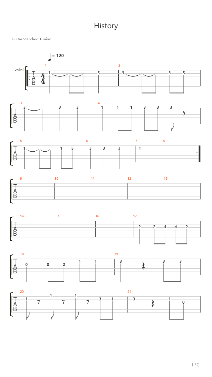 History吉他谱