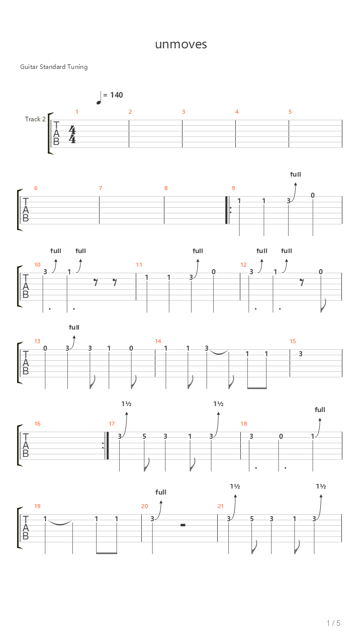 Unmoves吉他谱