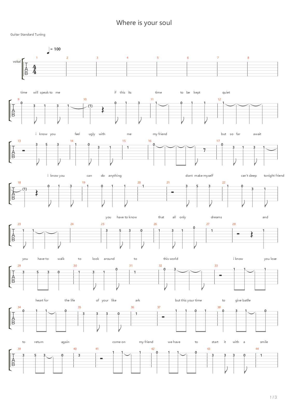 Where Is Your Soul吉他谱