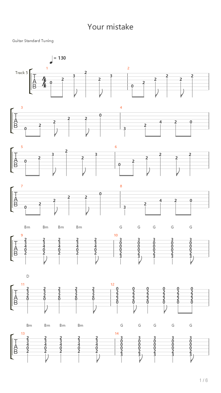Your Mistake吉他谱