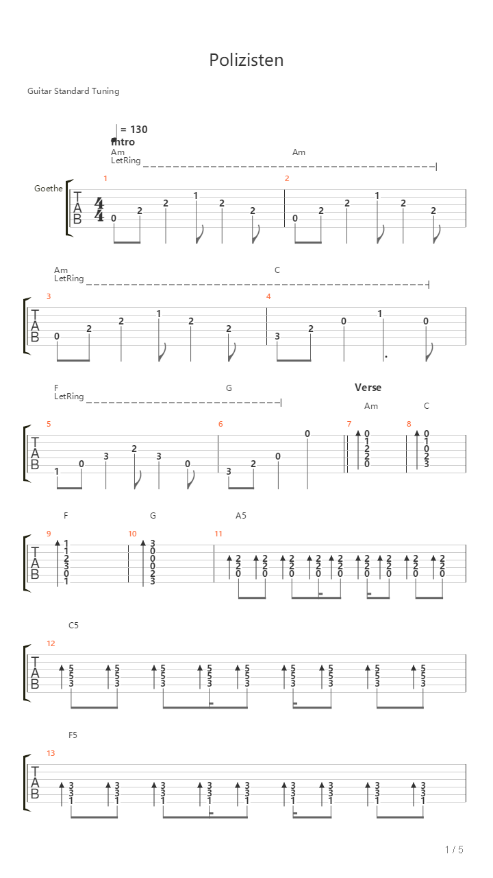 Polizisten吉他谱