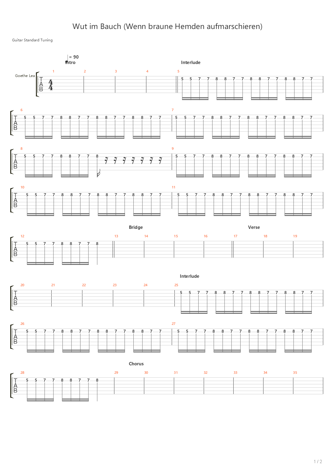 Wut Im Bauch吉他谱