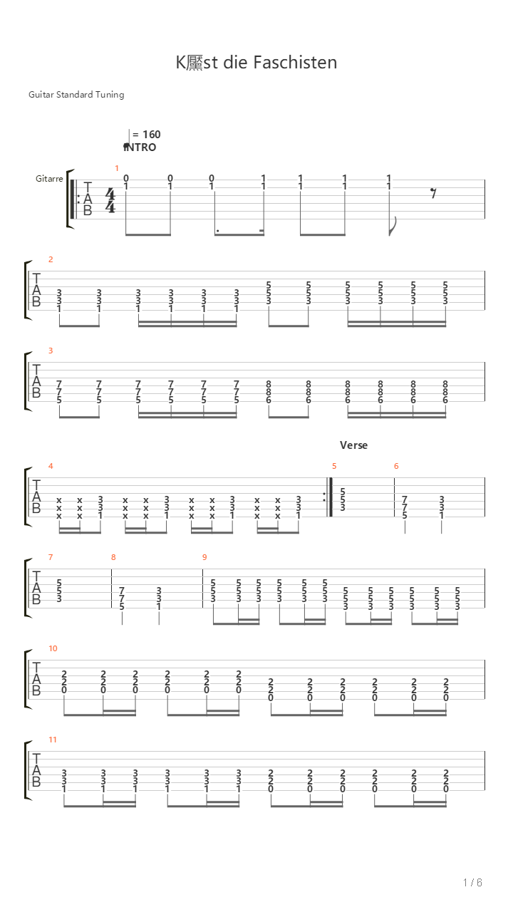 Ksst Die Faschisten吉他谱