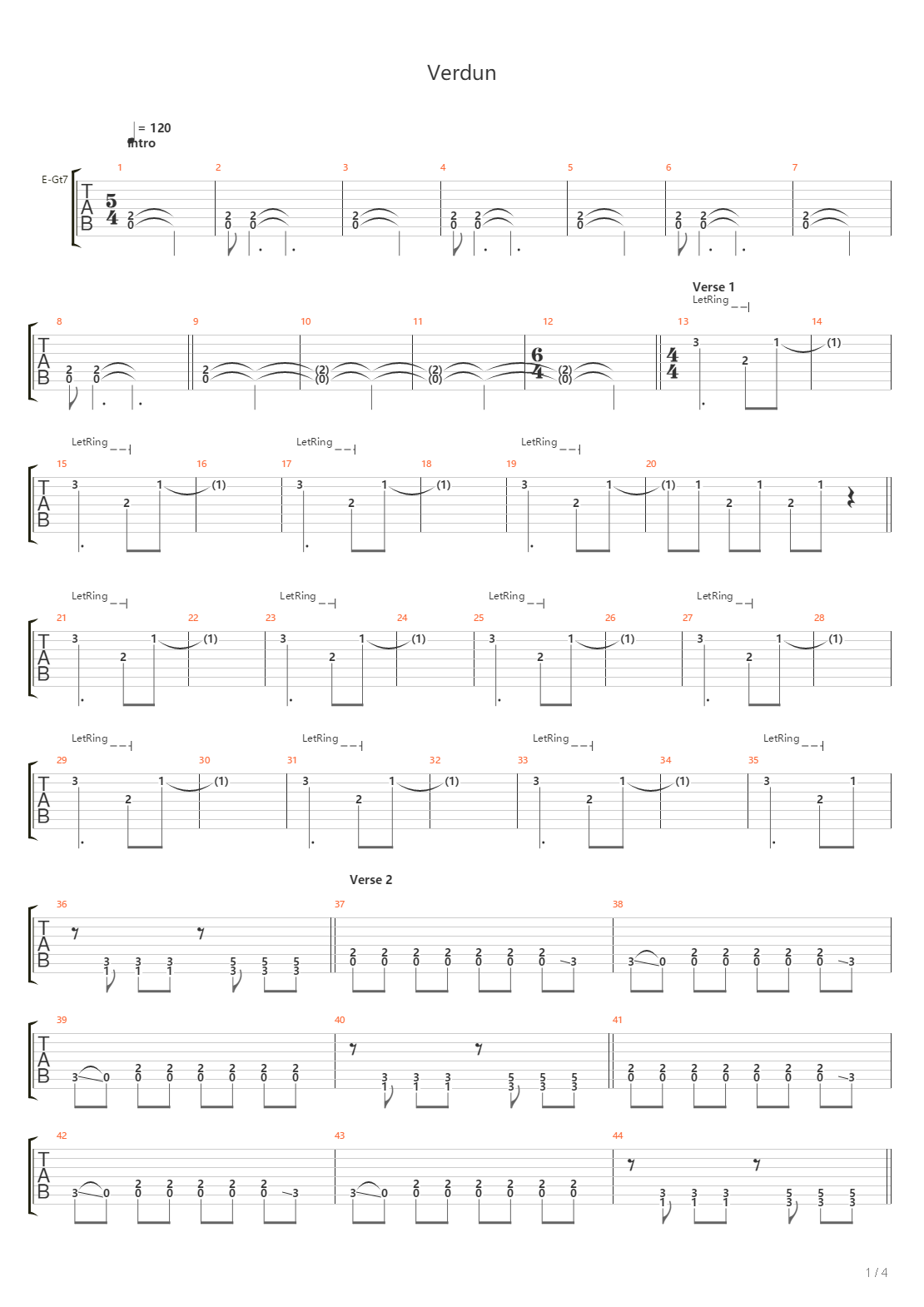 Verdun吉他谱