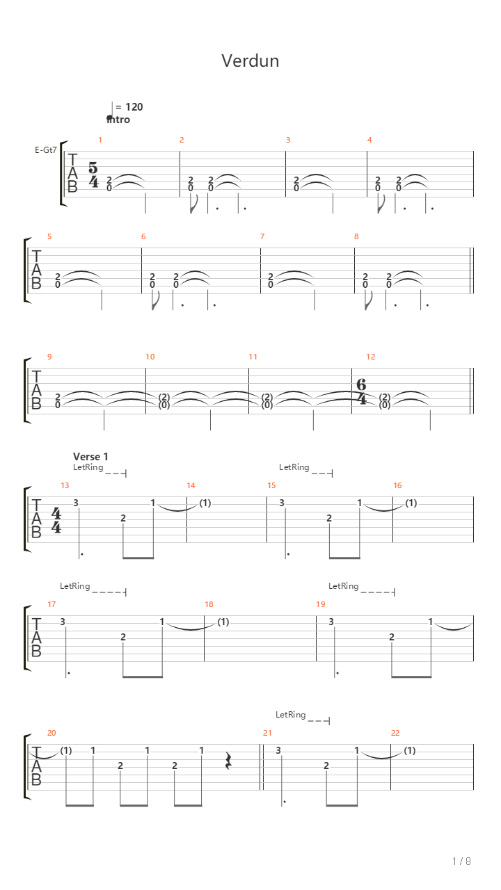 Verdun吉他谱