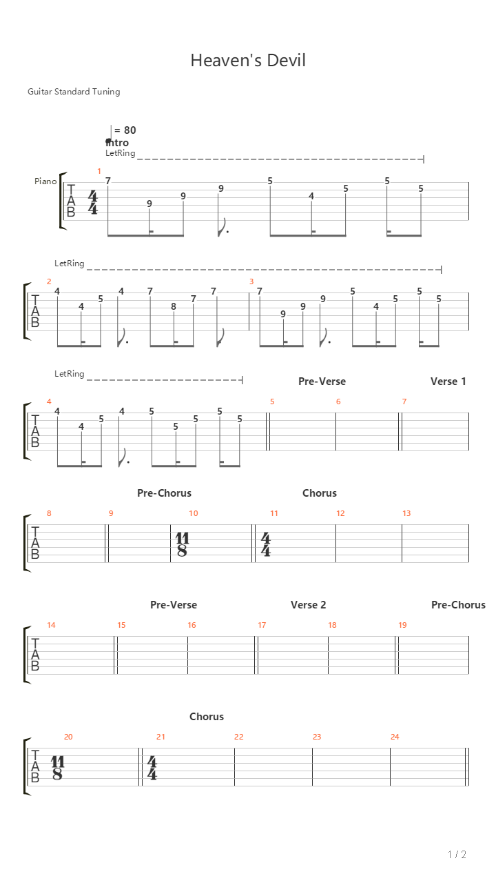 Heavens Devil吉他谱