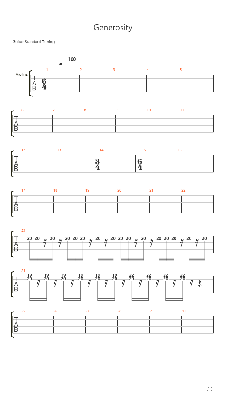 Generosity吉他谱
