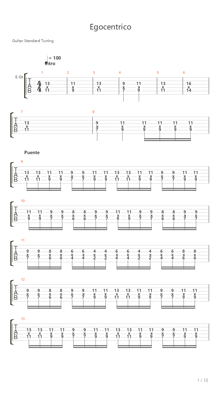 Egocentrico吉他谱