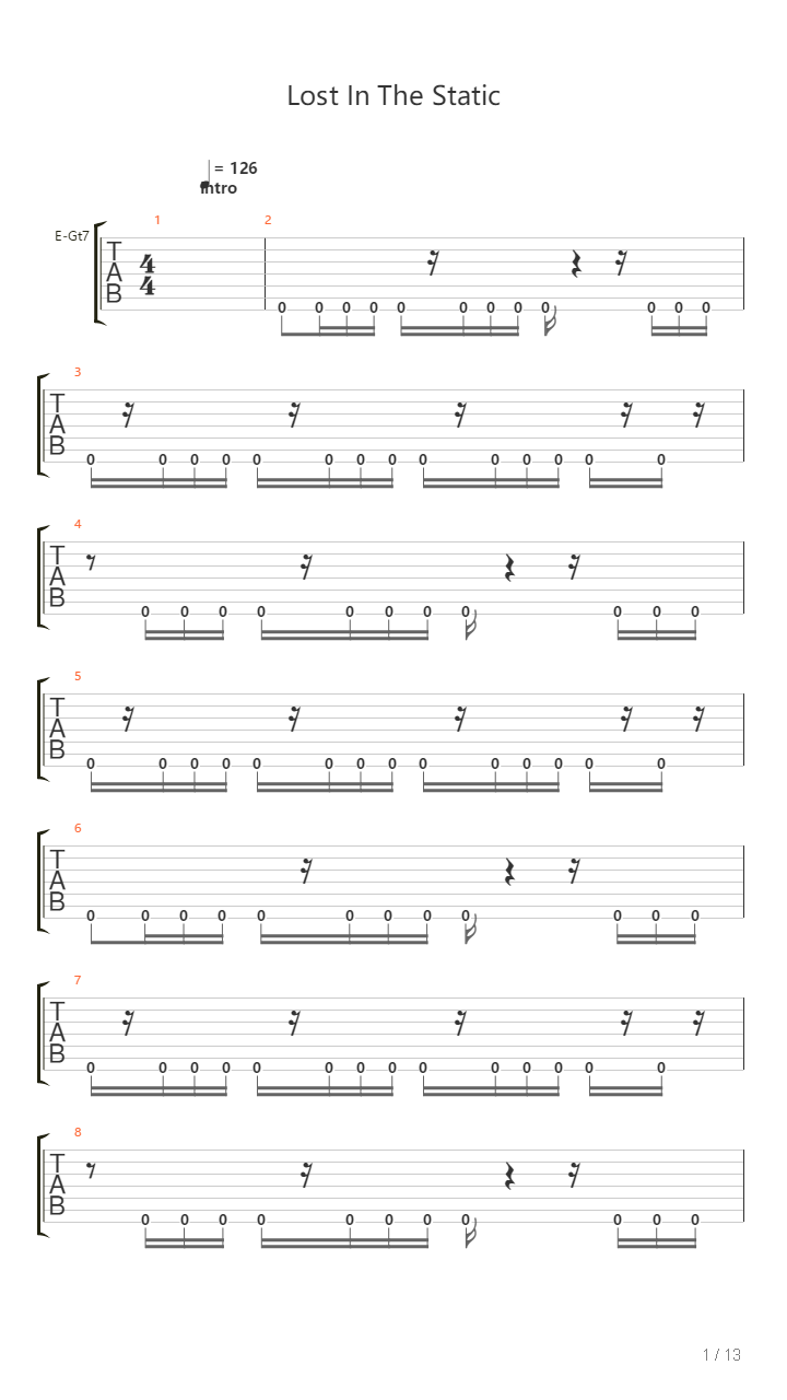 Lost In The Static吉他谱