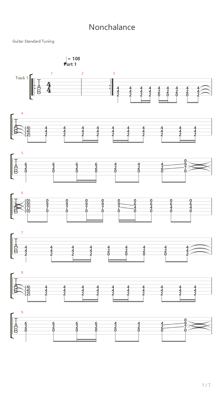 Nonchalance吉他谱