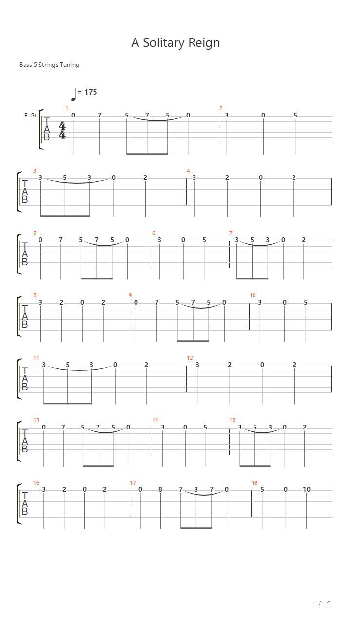 A Solitary Reign吉他谱